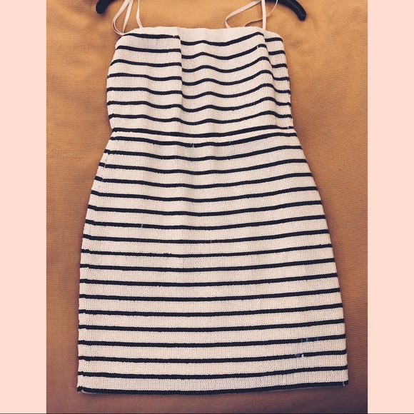 BCBGMaxAzria Strapless Sequined Striped Dress - Picture 2 of 5